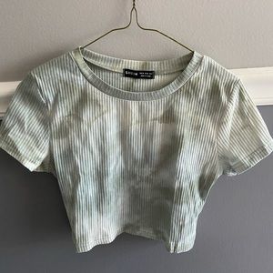 SHEIN sage green and white short sleeve crop T-shirt, soze medium, US6
